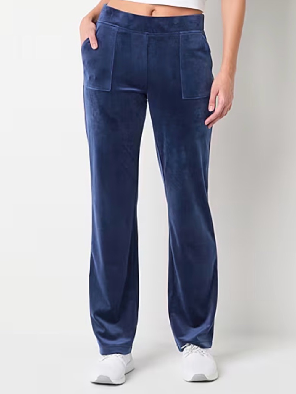Juicy Couture Women's Straight Leg Velour Pants - Navy Blue